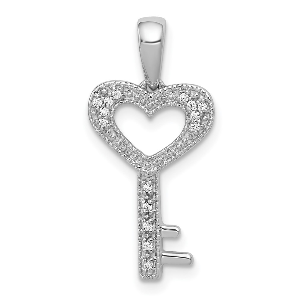 Picture of Finest Gold 14K White Gold 0.05 CTW Diamond Heart Key Pendant