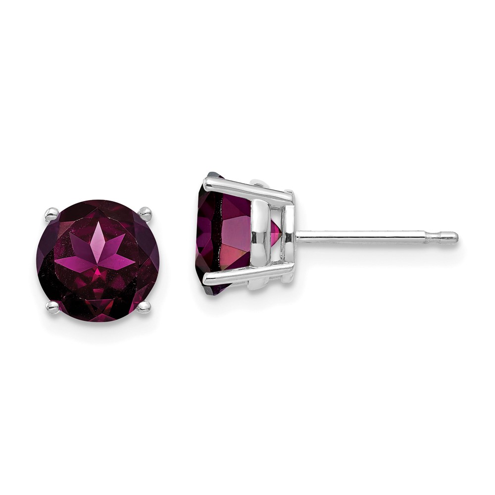 Picture of Finest Gold 14k White Gold 7 mm Rhodolite Garnet Earrings