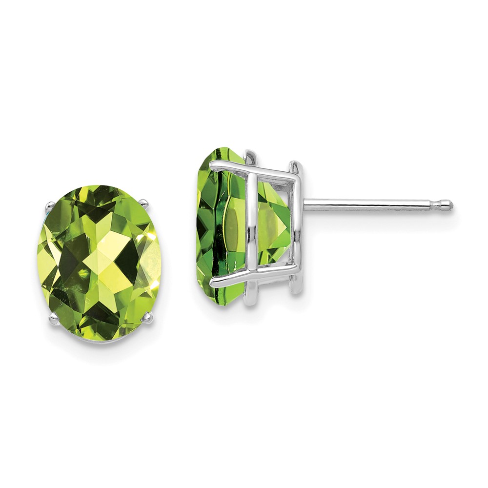 Picture of Finest Gold 10 x 8 mm 14K White Gold Oval Peridot Earrings