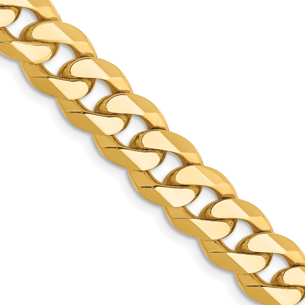 14K Yellow Gold 8.5 mm Flat Beveled 24 in. Curb Chain -  Finest Gold, UBSFBU220-24