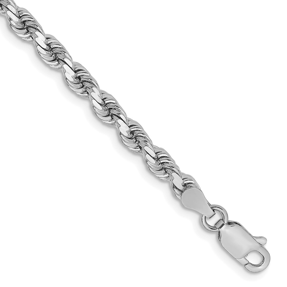 Picture of Finest Gold 14K White Gold 9 in. 3.75 mm Diamond-Cut Rope with Lobster Clasp Chain