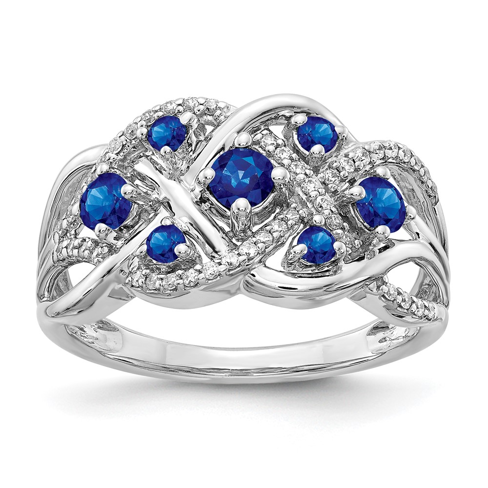 Picture of Finest Gold RM3841-SA-018-WA 14K White Gold Diamond &amp; Sapphire Fancy Ring - Size 7