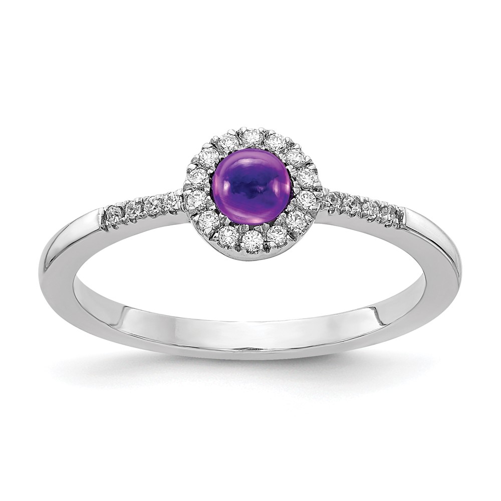 Picture of Finest Gold 14K White Gold Diamond &amp; Cabochon Amethyst Ring&amp;#44; Size 7