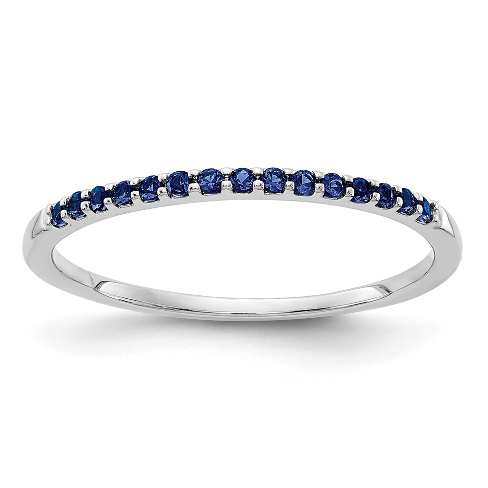 Picture of Finest Gold 14K White Gold Blue Sapphire Band&amp;#44; Size 6.75
