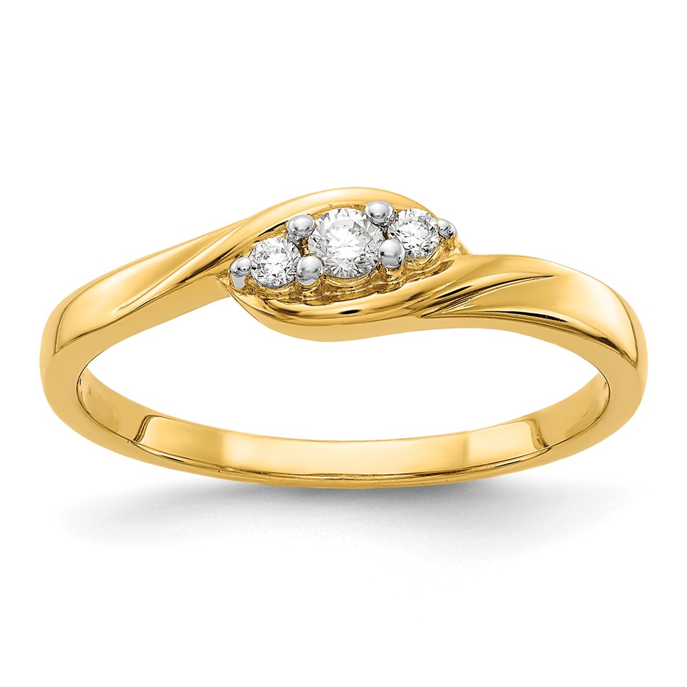 Picture of Finest Gold 14K Yellow Gold 3-stone Diamond Ring&amp;#44; Size 7