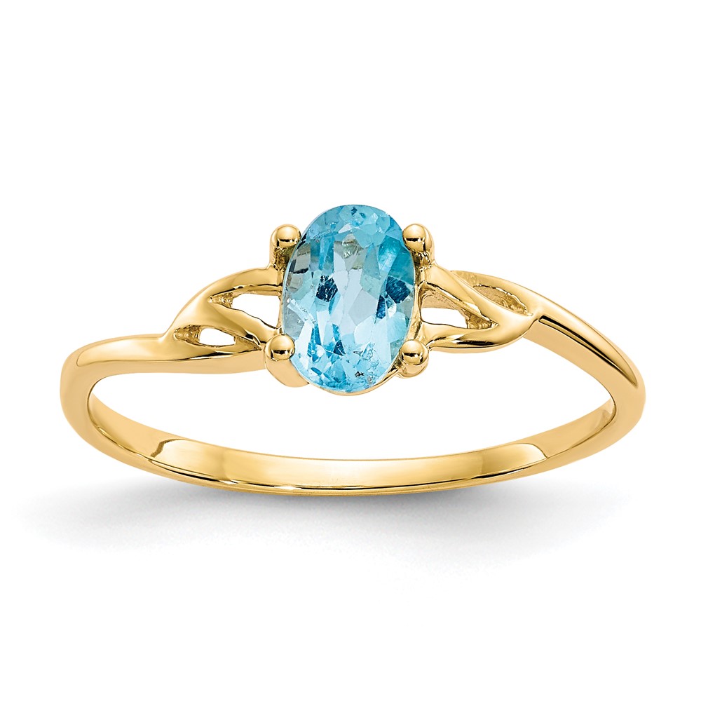 10K Yellow Gold Polished Geniune Blue Topaz Birthstone Ring - Size 7 -  Finest Gold, UBS10XBR141