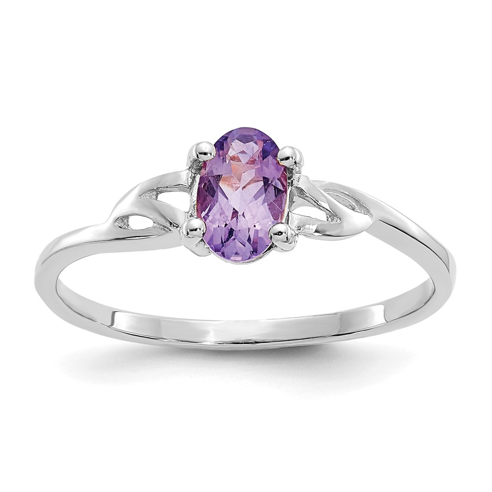 Picture of Finest Gold 10k White Gold Polished Geniune Amethyst Birthstone Ring
