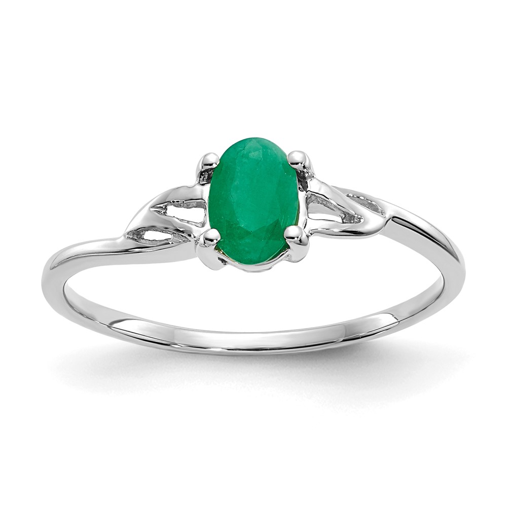 Picture of Finest Gold 10K White Gold Polished Geniune Emerald Birthstone Ring&amp;#44; Size 7