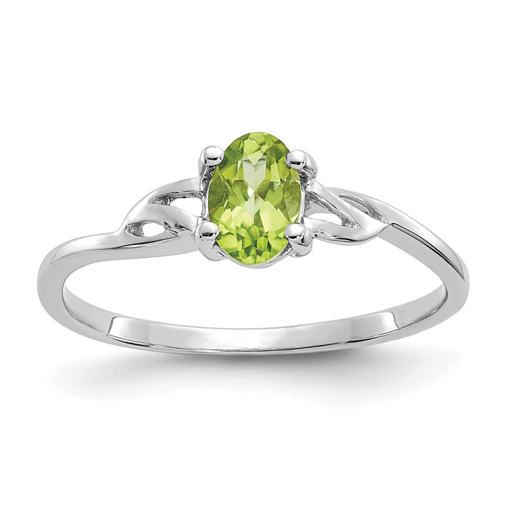 Picture of Finest Gold 10k White Gold Polished Geniune Peridot Birthstone Ring
