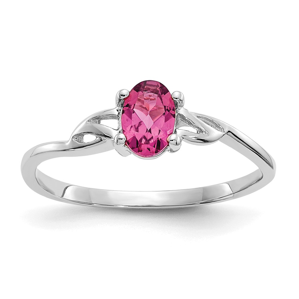 Picture of Finest Gold 10k White Gold Polished Geniune Pink Tourmaline Birthstone Ring