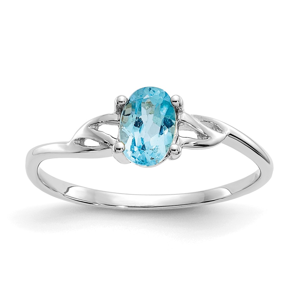 Picture of Finest Gold 10K White Gold Polished Geniune Blue Topaz Birthstone Ring&amp;#44; Size 7