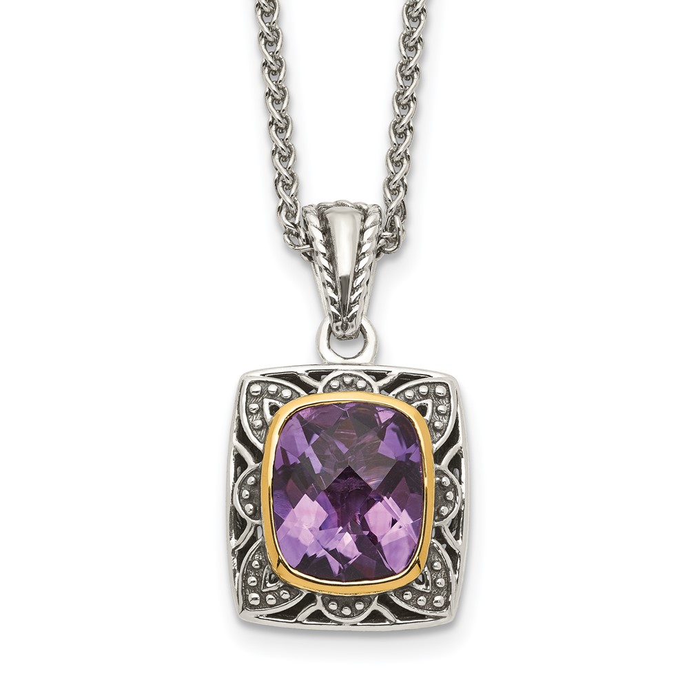 Picture of Finest Gold Sterling Silver with 14K Polished Amethyst Necklace