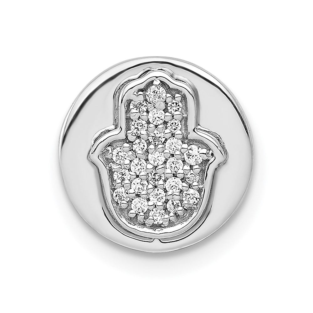 Picture of Finest Gold 14K White Gold 0.1 CTW Diamond Hamsa Chain Slide Pendant