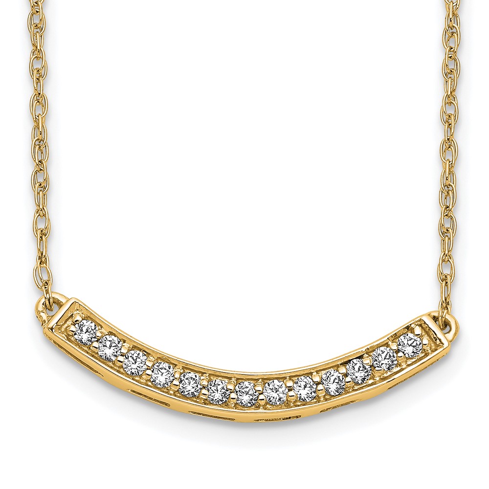 Picture of Finest Gold 14K Yellow Gold Diamond Curved Bar 18 in. Necklace