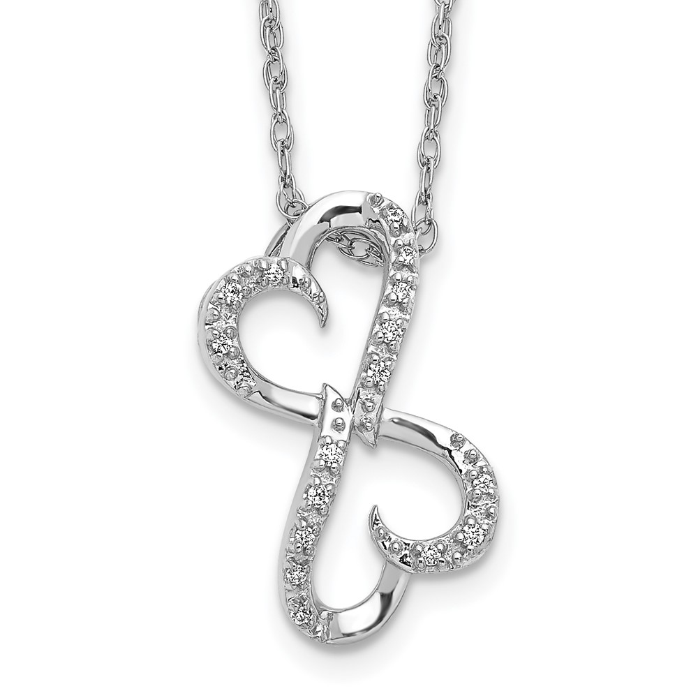 Picture of Finest Gold 14K White Gold Diamond Heart 18 in. Necklace