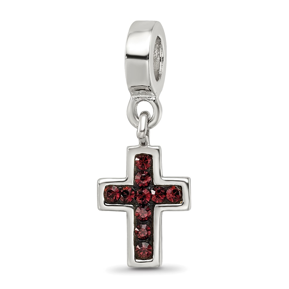 Picture of Quality Gold QRS1914 Sterling Silver Reflections Preciosa Crystal Cross Dangle Bead