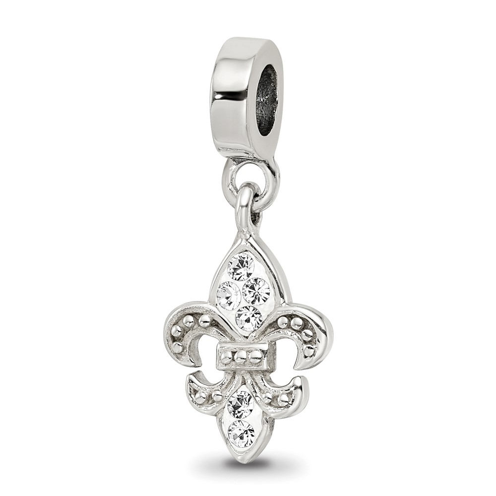 Picture of Finest Gold Sterling Silver Reflections Clear Preciosa Crystal Fleur De Lis Bead&amp;#44; White
