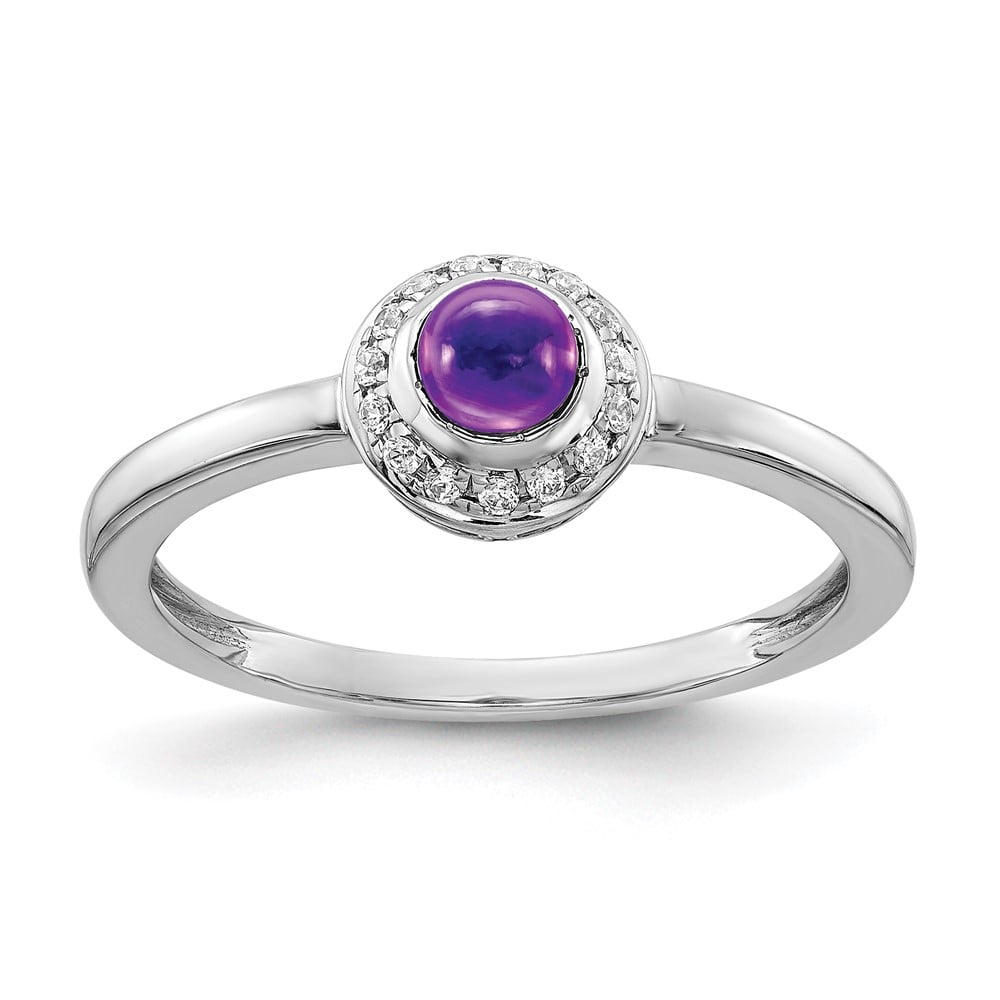 Picture of Finest Gold 14K White Gold Diamond &amp; Cabochon Amethyst Ring&amp;#44; Size 7