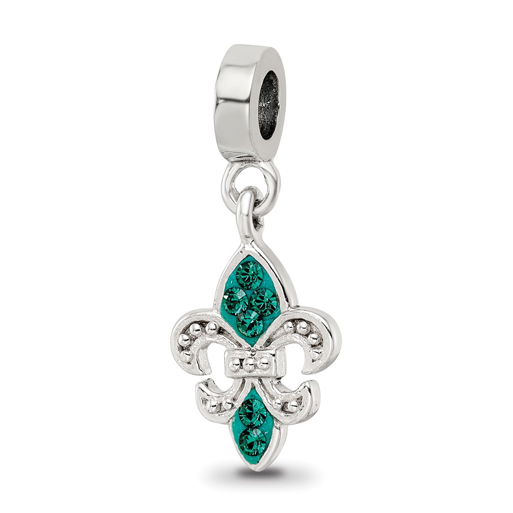 Picture of Finest Gold Sterling Silver Reflections Green Preciosa Crystal Fleur De Lis Dangle Bead&amp;#44; White