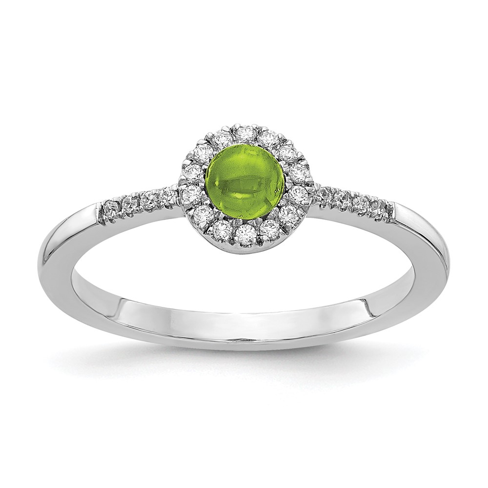 Picture of Finest Gold 14K White Gold Diamond &amp; Cabochon Peridot Ring&amp;#44; Size 7