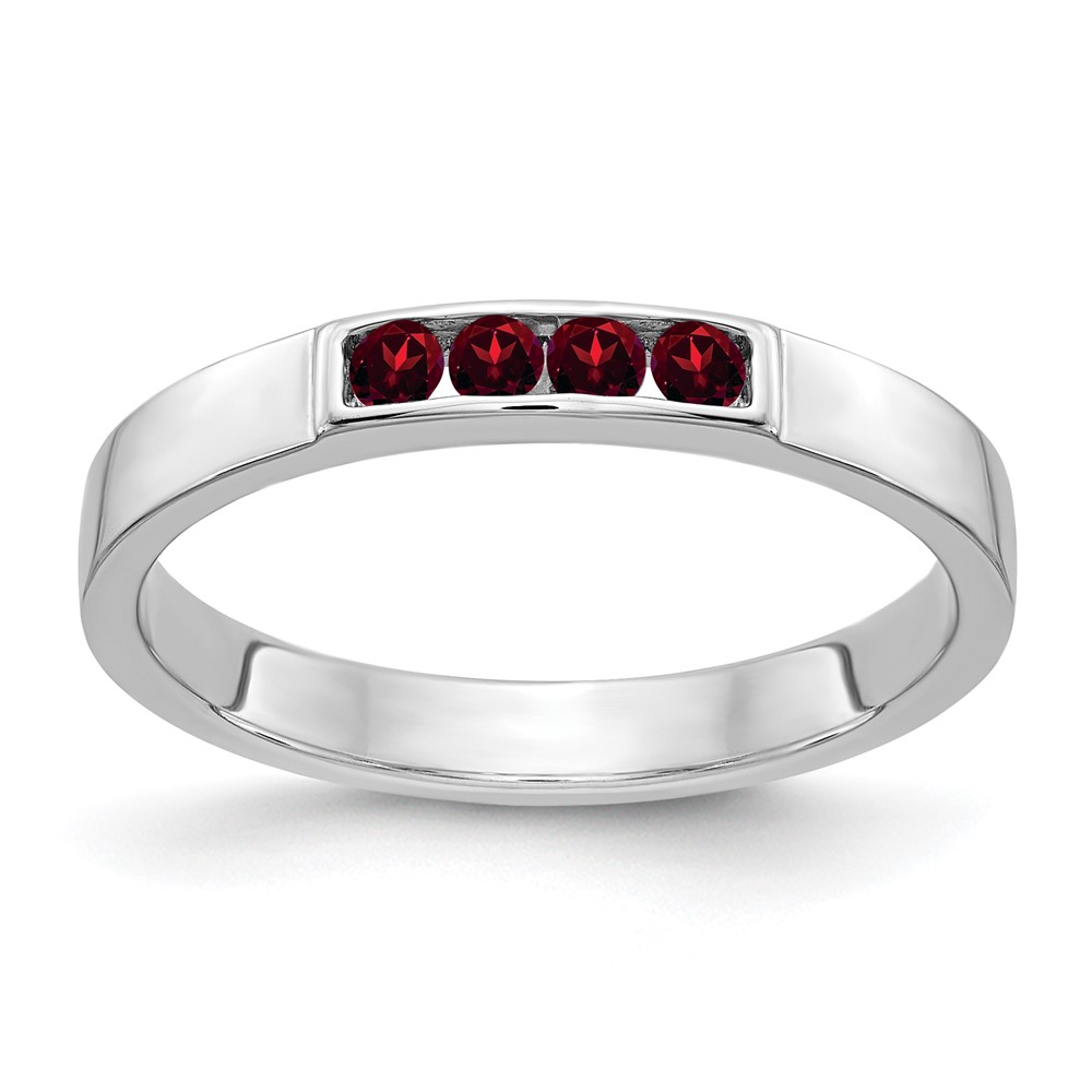 Picture of Finest Gold 14K White Gold 4-stone Garnet Band&amp;#44; Size 7