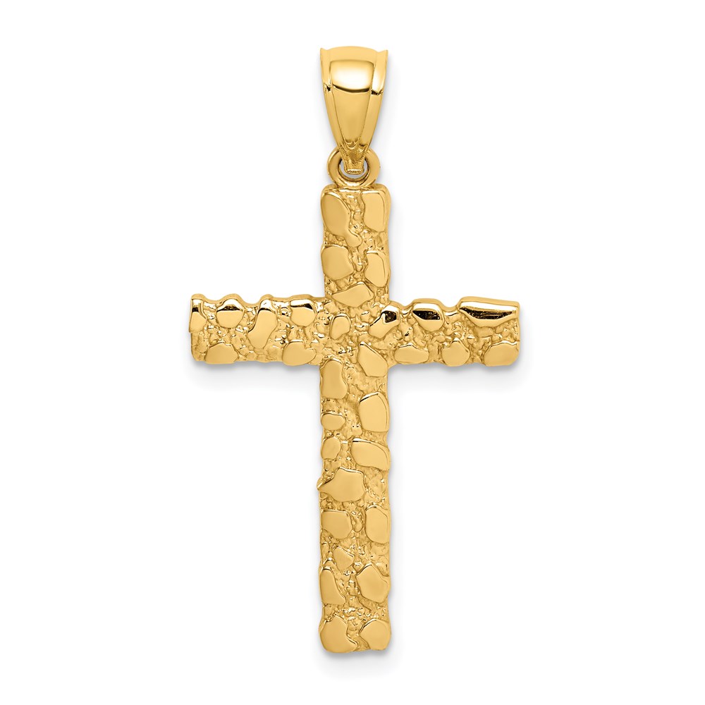 Picture of Finest Gold 14K Yellow Gold Nugget Cross Pendant