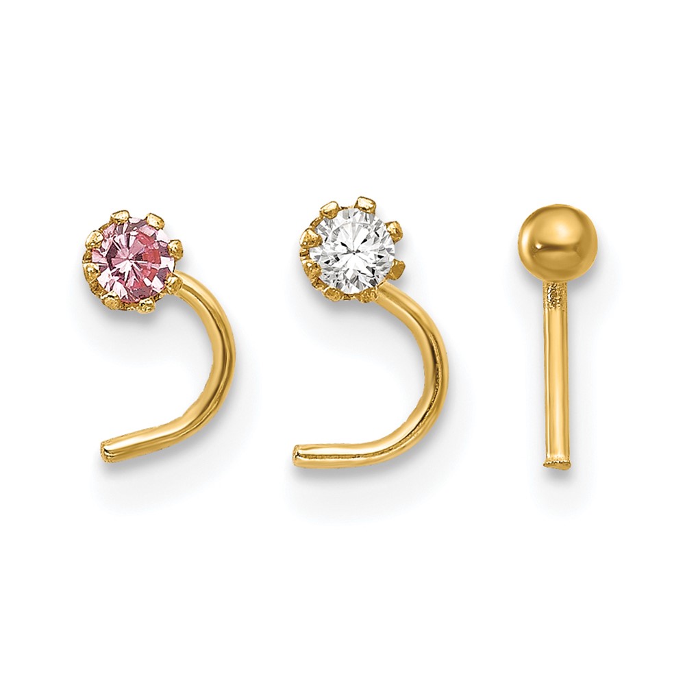 Picture of Finest Gold 10K Yellow Gold Nose Stud - Set of 3