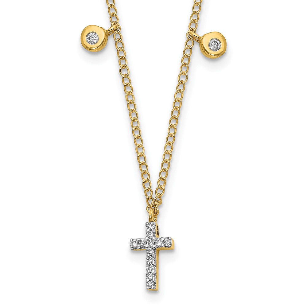 Picture of Finest Gold 18 in. 14K Diamond Cross Necklace&amp;#44; Yellow
