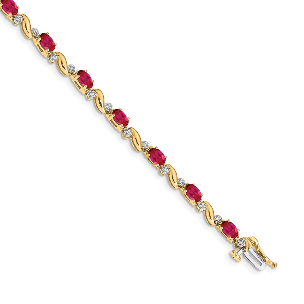 Picture of Finest Gold 14K Yellow Gold Diamond &amp; Ruby Bracelet