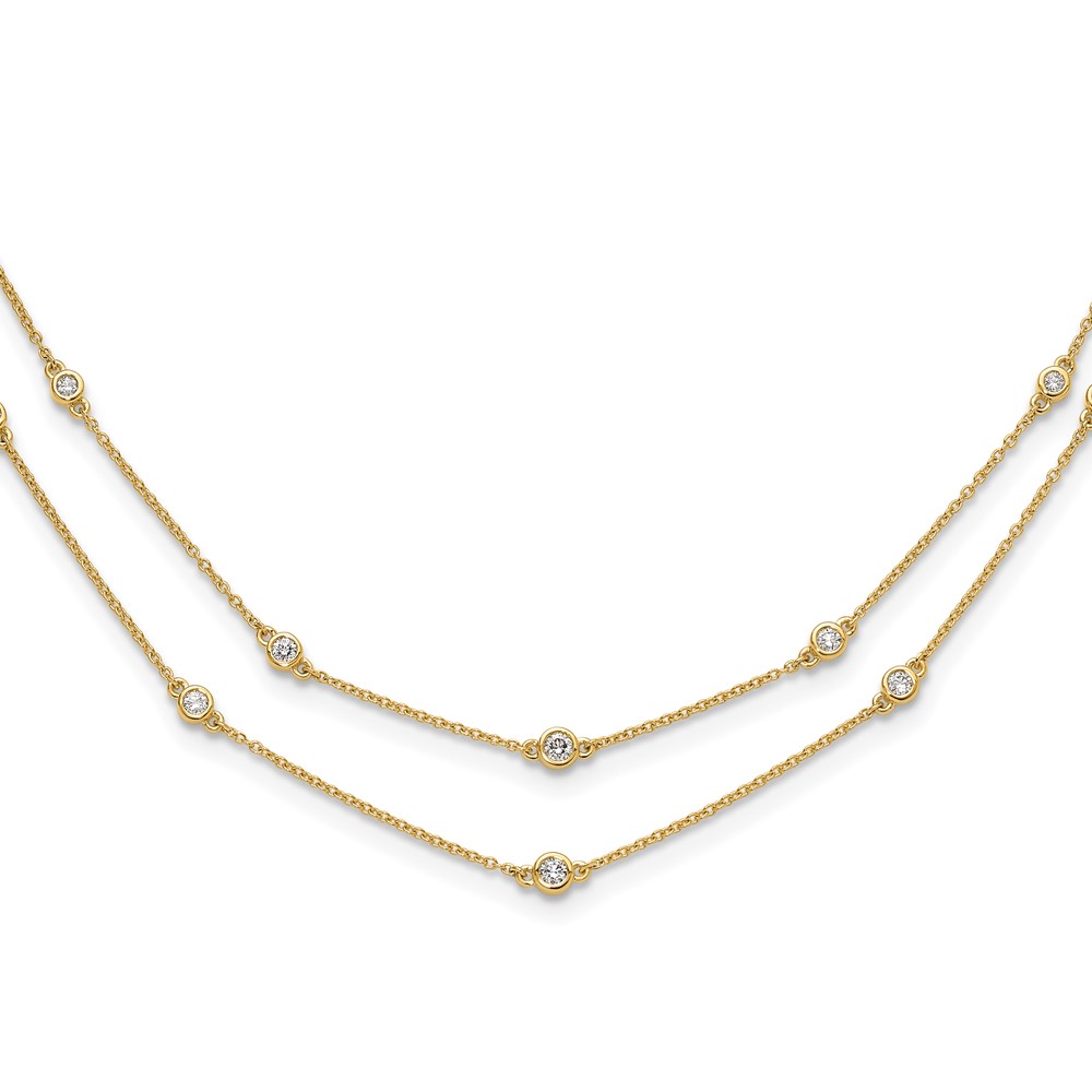 Picture of Finest Gold 14K Yellow Gold Diamond Multi Station Double Strand Necklace