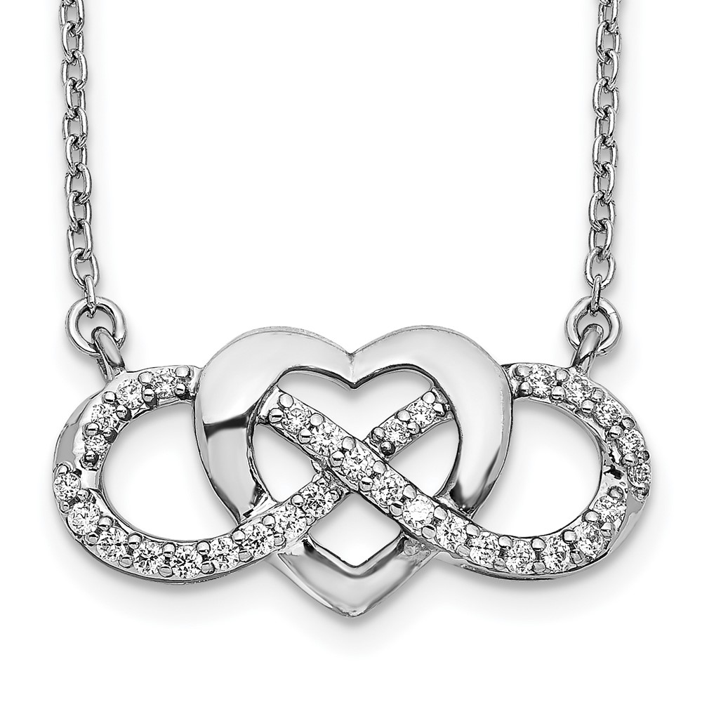 Picture of Finest Gold 14K White Gold Diamond Infinity Heart 18 in. Necklace