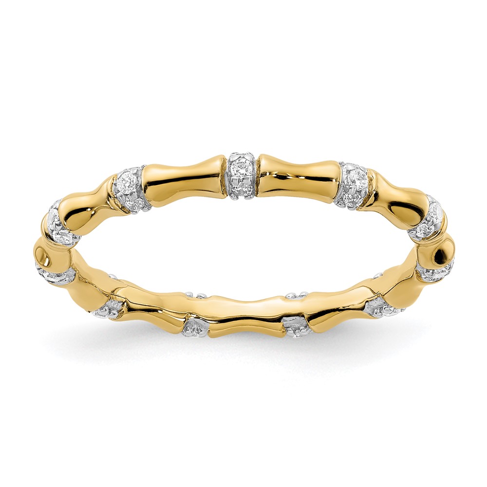 Picture of Finest Gold 14K Yellow Gold Diamond Fancy Bamboo Ring - Size 7