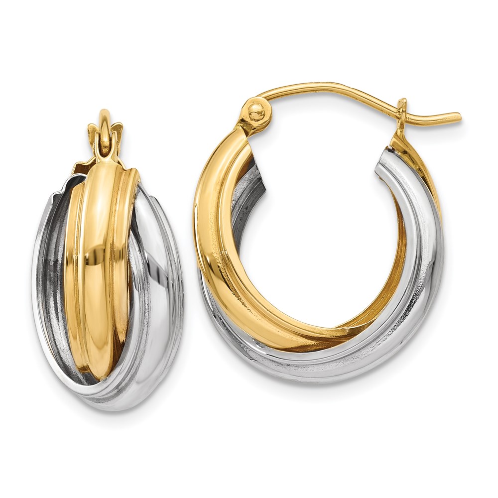 Picture of Finest Gold 14K Two-Tone Polished Double Hoop Earrings