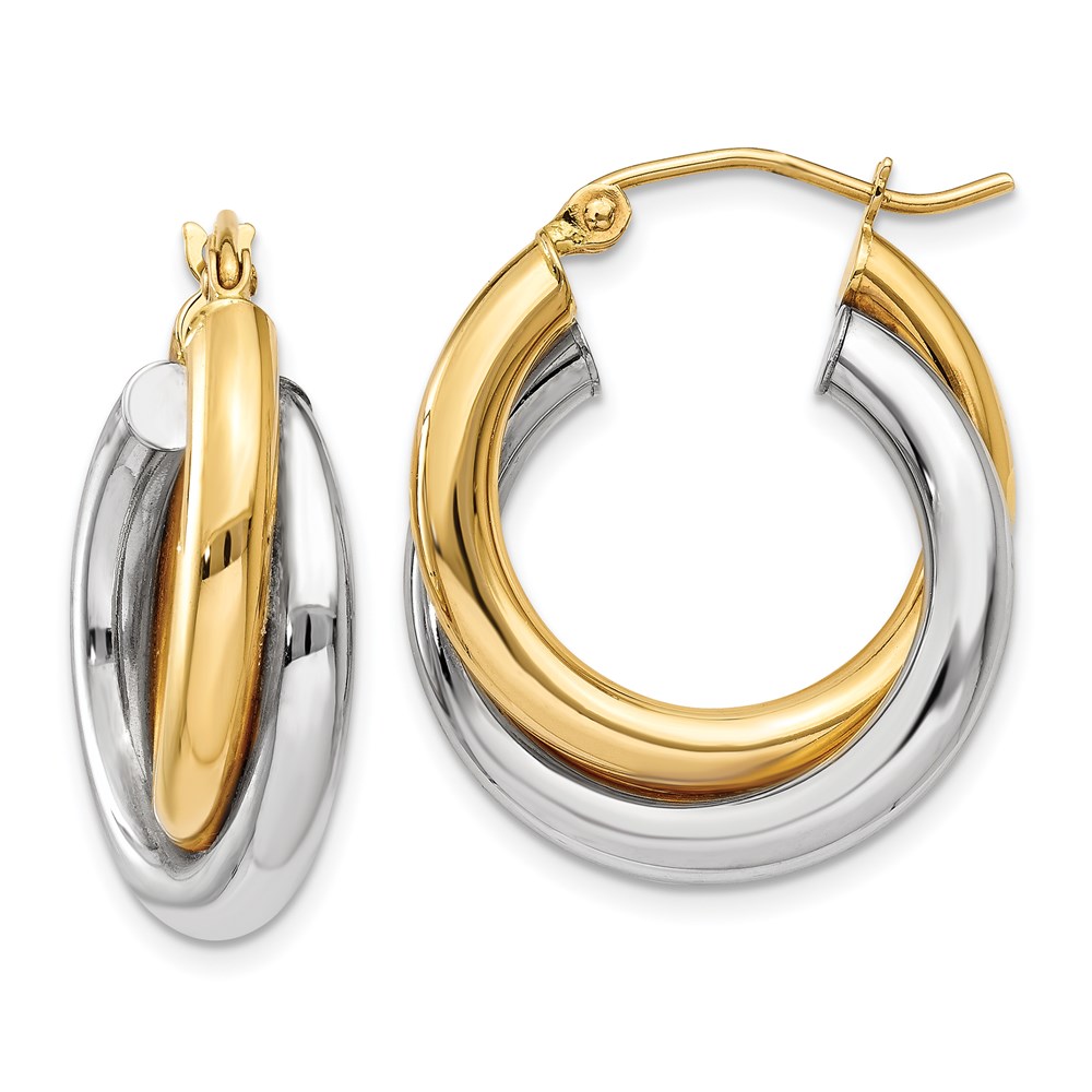 Picture of Finest Gold 14K Two-Tone Polished Double Tube Hoop Earrings