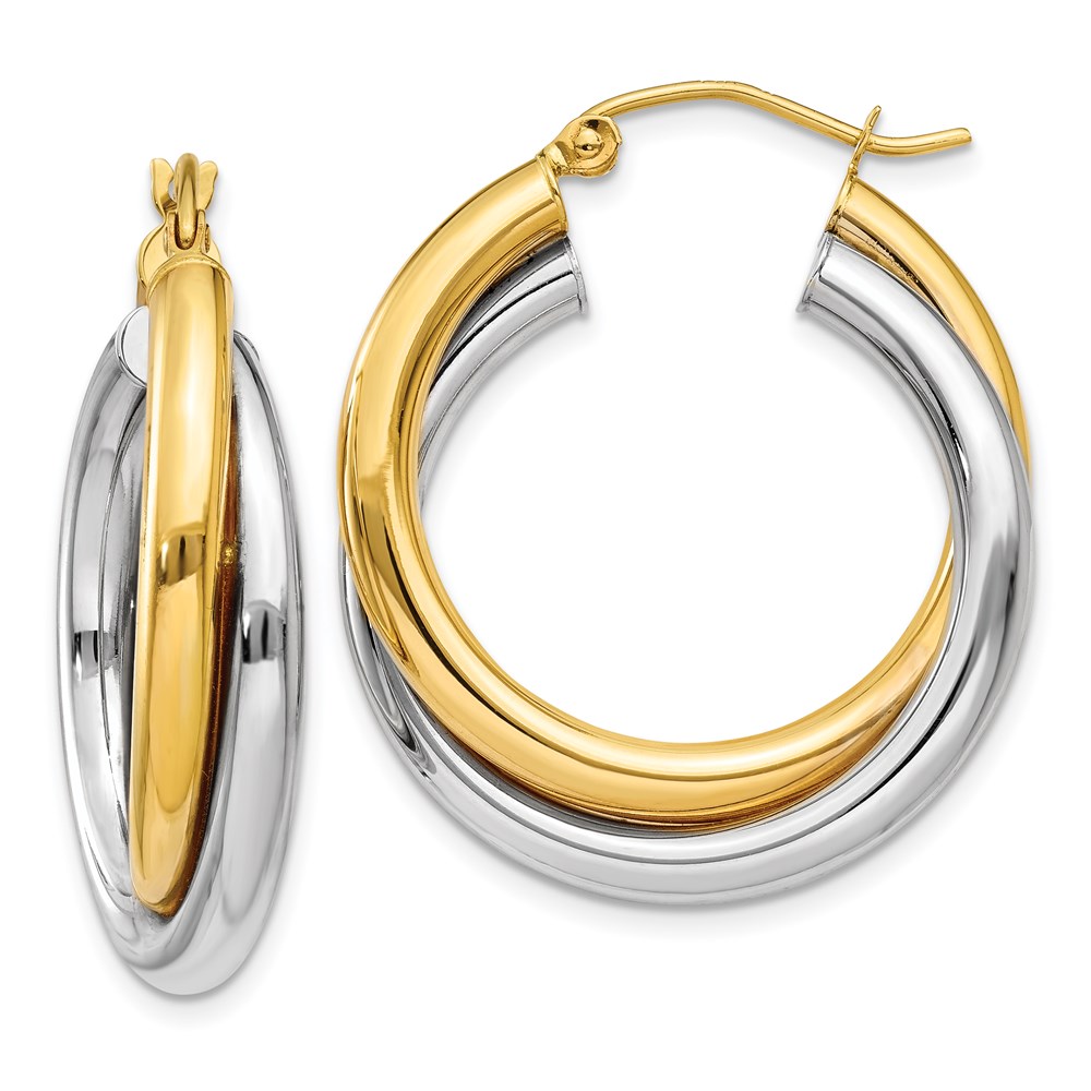 Picture of Finest Gold 14K Two-Tone Double Hoop Earrings
