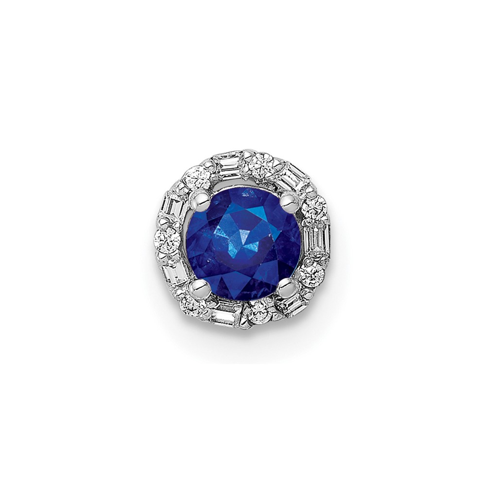 Picture of Finest Gold 14K White Gold 0.05 CTW Diamond &amp; Sapphire Circle Halo Chain Slide Pendant