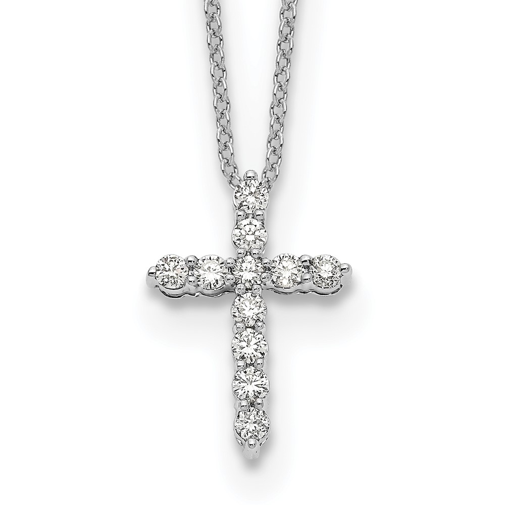 Picture of Quality Gold PM1000-033-WA 14K White Gold Diamond Cross 18 in. Necklace