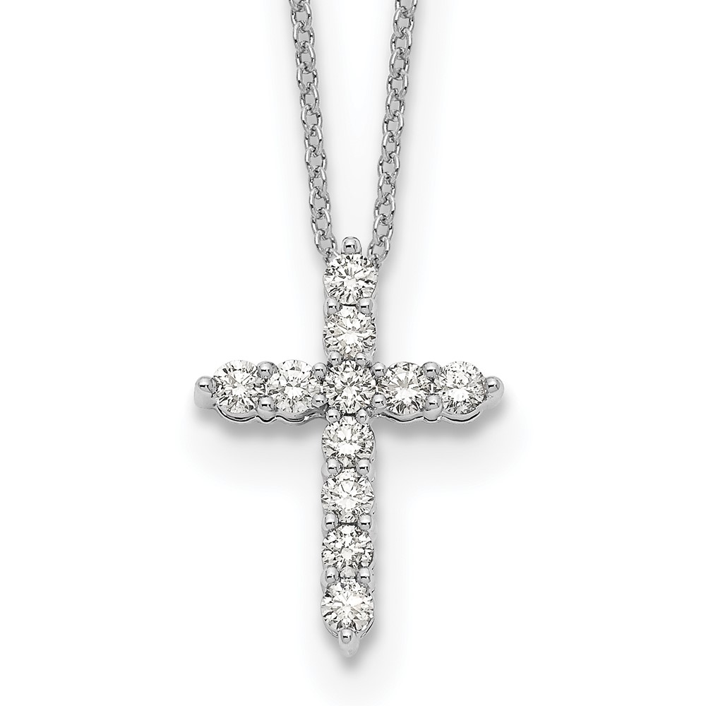 Picture of Quality Gold PM1000-050-WA 14K White Gold Diamond Cross 18 in. Necklace