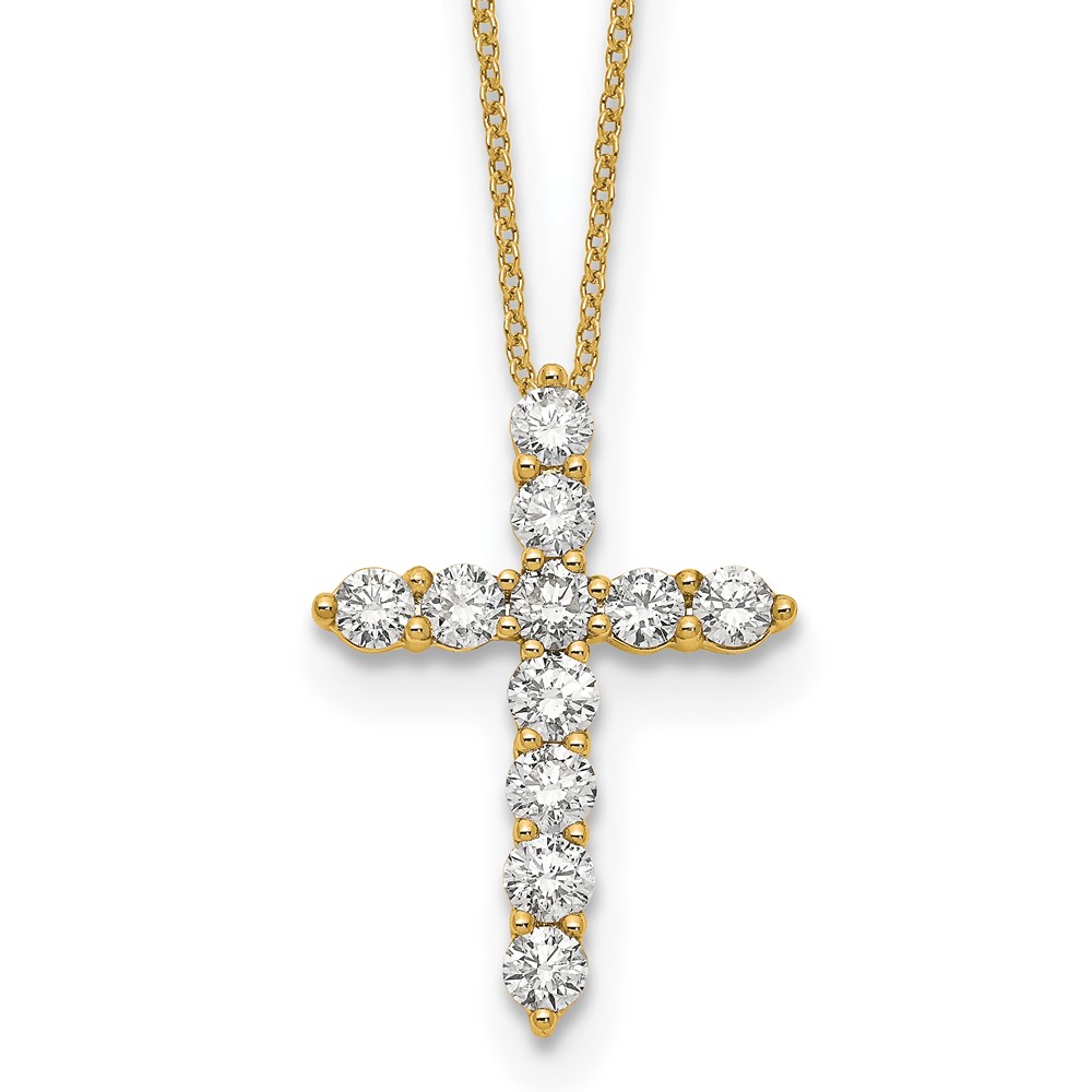 Picture of Quality Gold PM1000-150-YA 14K Yellow Gold Diamond Cross 18 in. Necklace