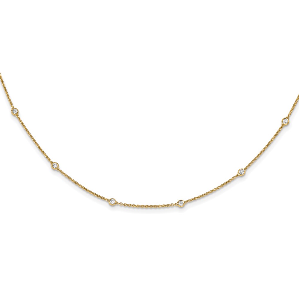 Picture of Finest Gold 14K Yellow Gold Diamond Station Cable 20 in. Necklace