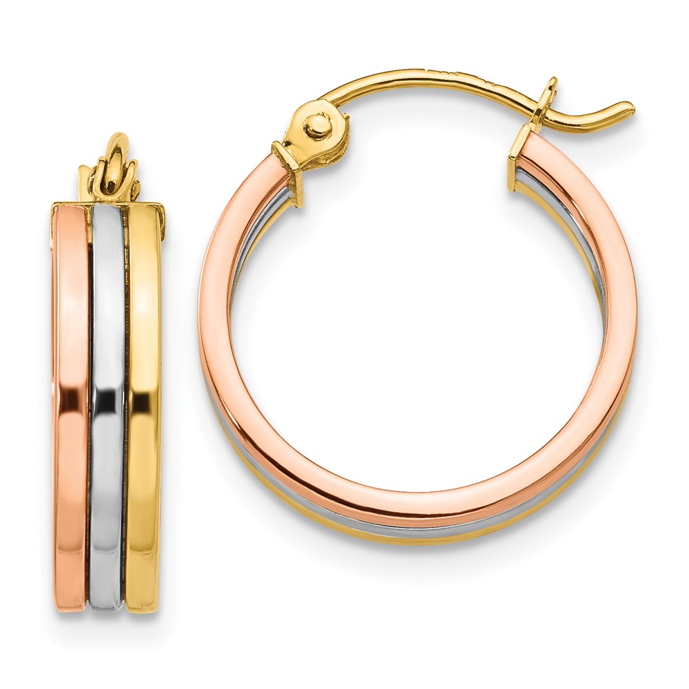 Picture of Finest Gold 14K Tri Color Hoop Earrings