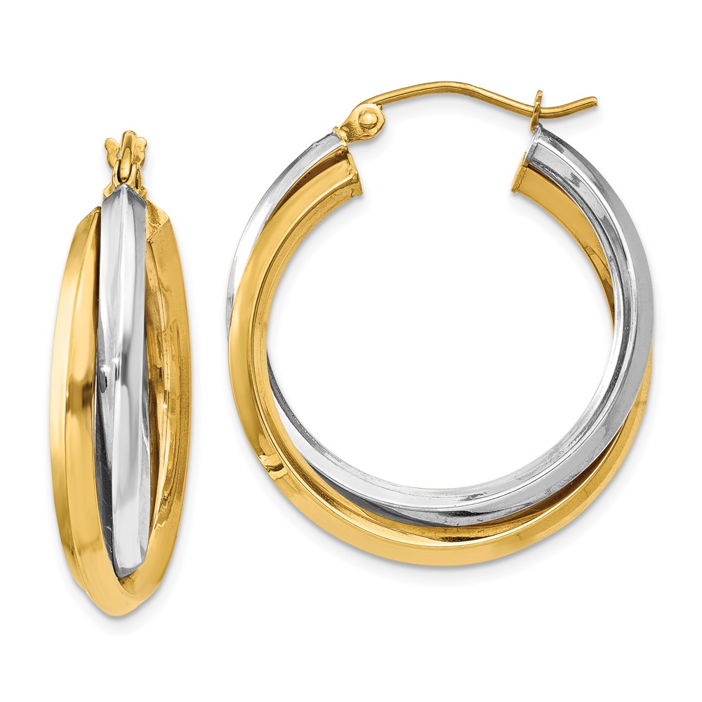 Picture of Finest Gold 14K Two-Tone Polished Double Hoop Earrings