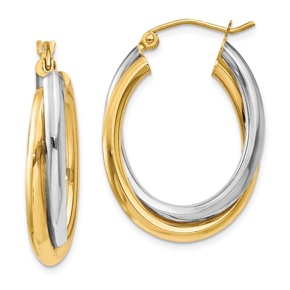 Picture of Finest Gold 14K Two-Tone Polished Double Oval Hoop Earrings
