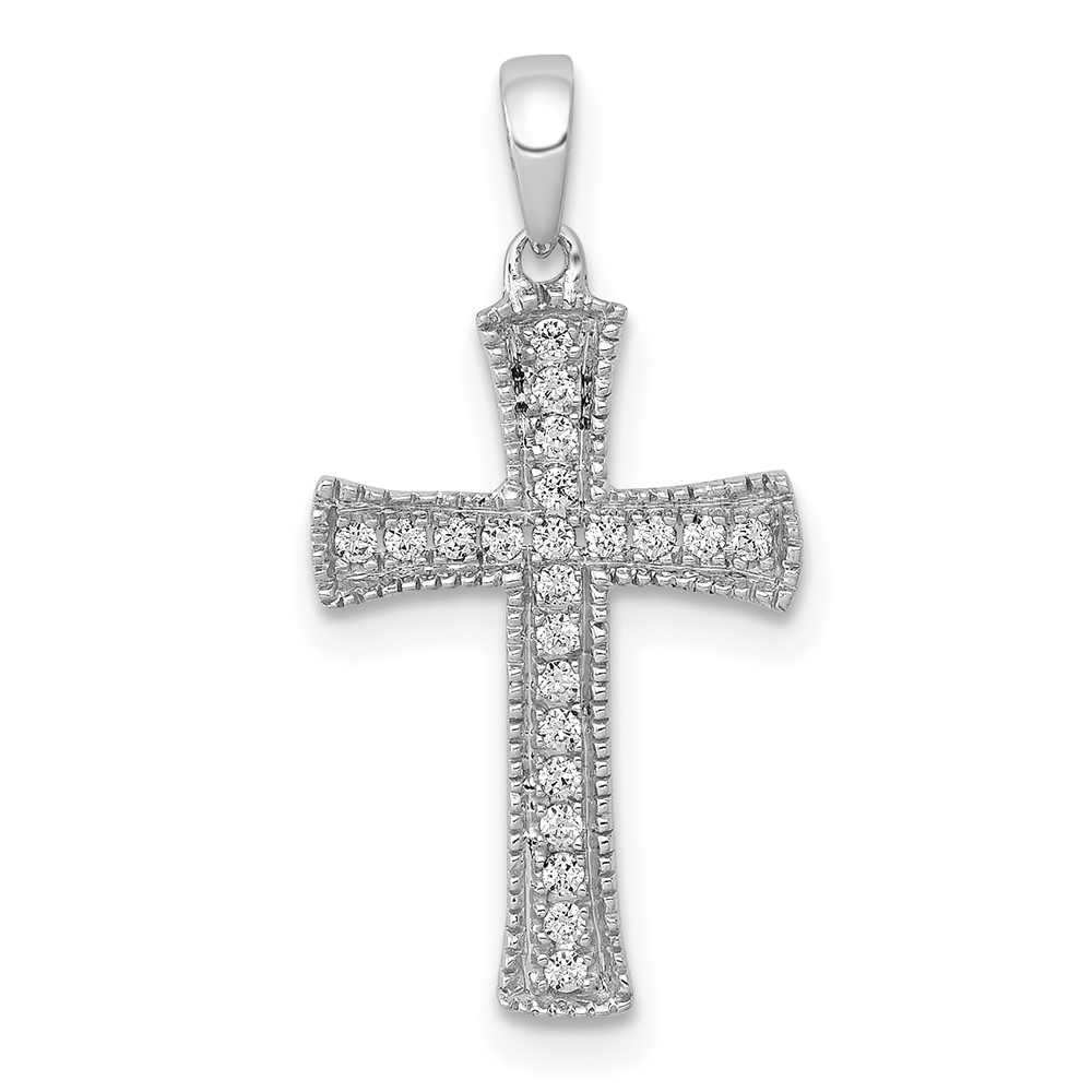 Picture of Finest Gold 14K White Gold 0.1 CTW Diamond Cross Pendant
