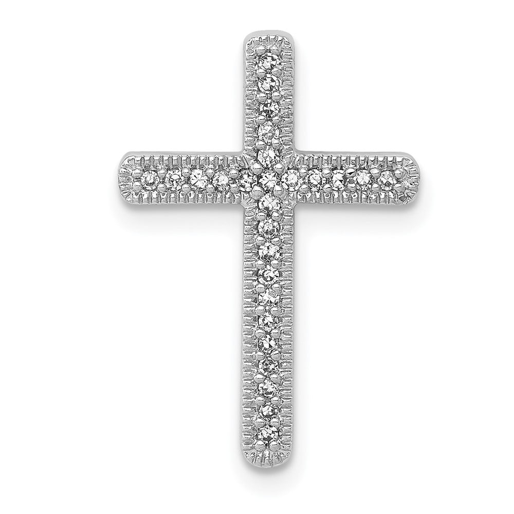 Picture of Finest Gold 14K White Gold 0.1 CTW Diamond Cross Chain Slide Pendant