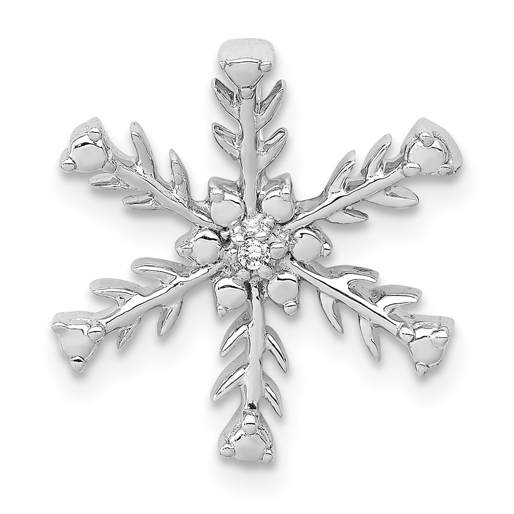 Picture of Finest Gold 14K White Gold 0.01 CTW Diamond Snowflake Chain Slide Pendant