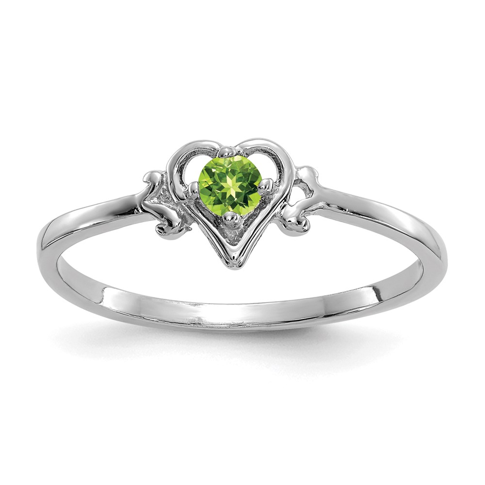 Picture of Finest Gold 14K White Gold Peridot Birthstone Heart Ring - Size 7
