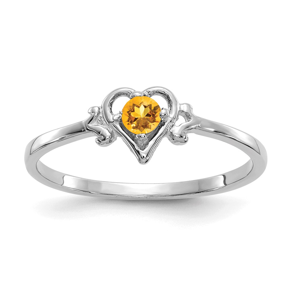 Picture of Finest Gold 14K White Gold Citrine Birthstone Heart Ring&amp;#44; Size 7
