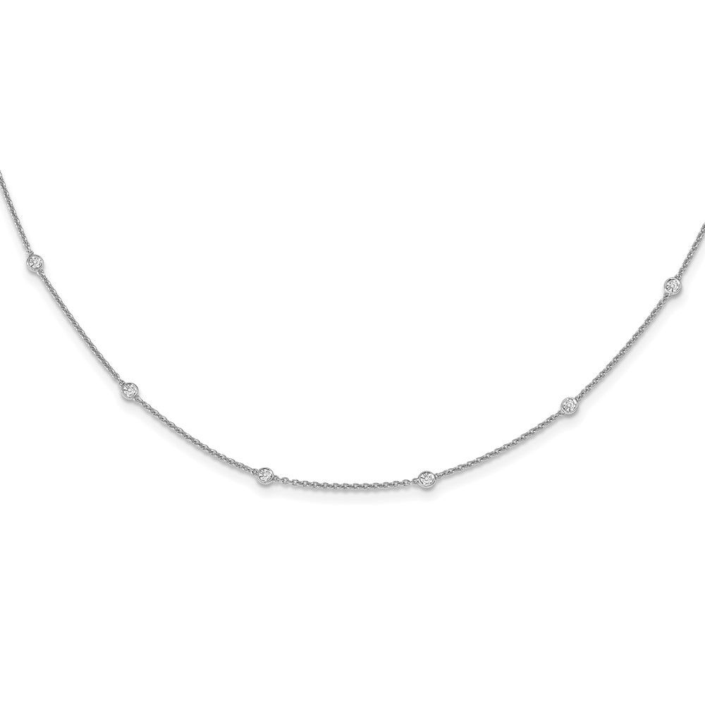 Picture of Finest Gold 14K White Gold Diamond Station Cable 20 in. Necklace