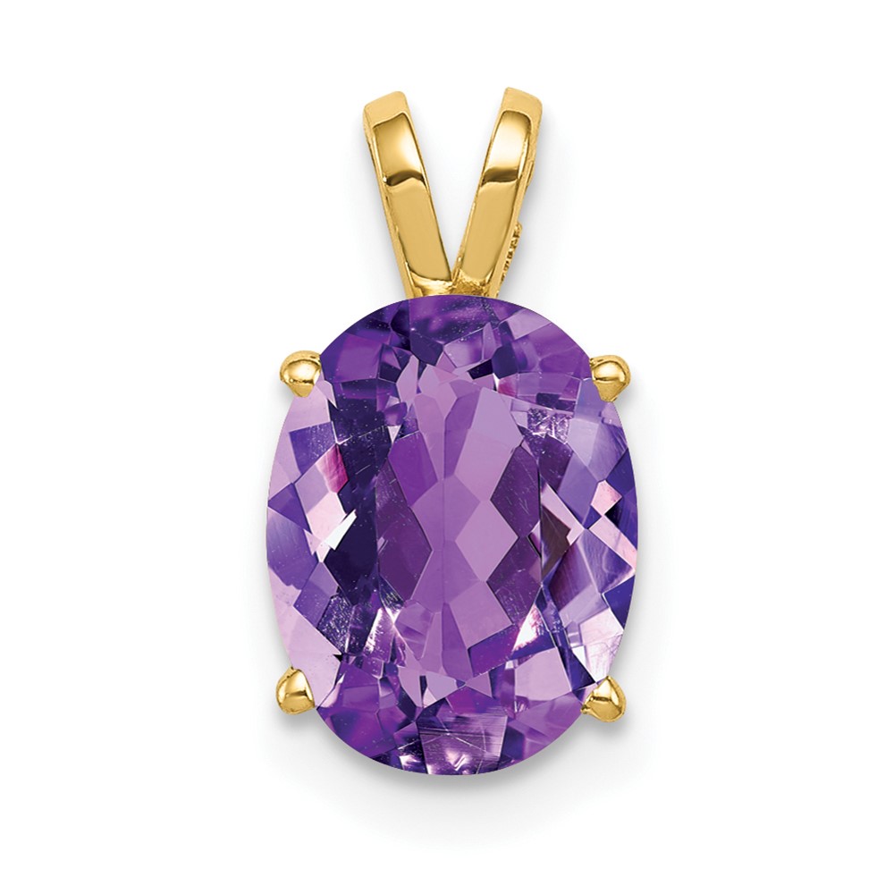 Picture of Quality Gold 14K 9 x 7 mm Oval Amethyst Pendant&#44; Yellow